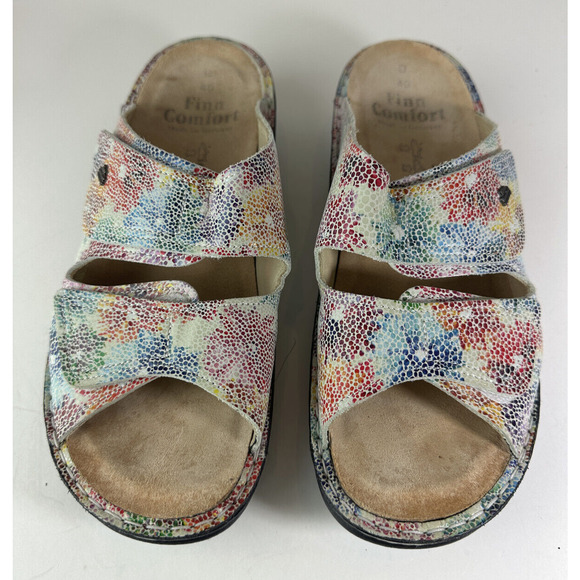 Finn Comfort German Two Strap Sandals Mult-Colored Cork Slides Women's 40 US 8.5 - Picture 12 of 14